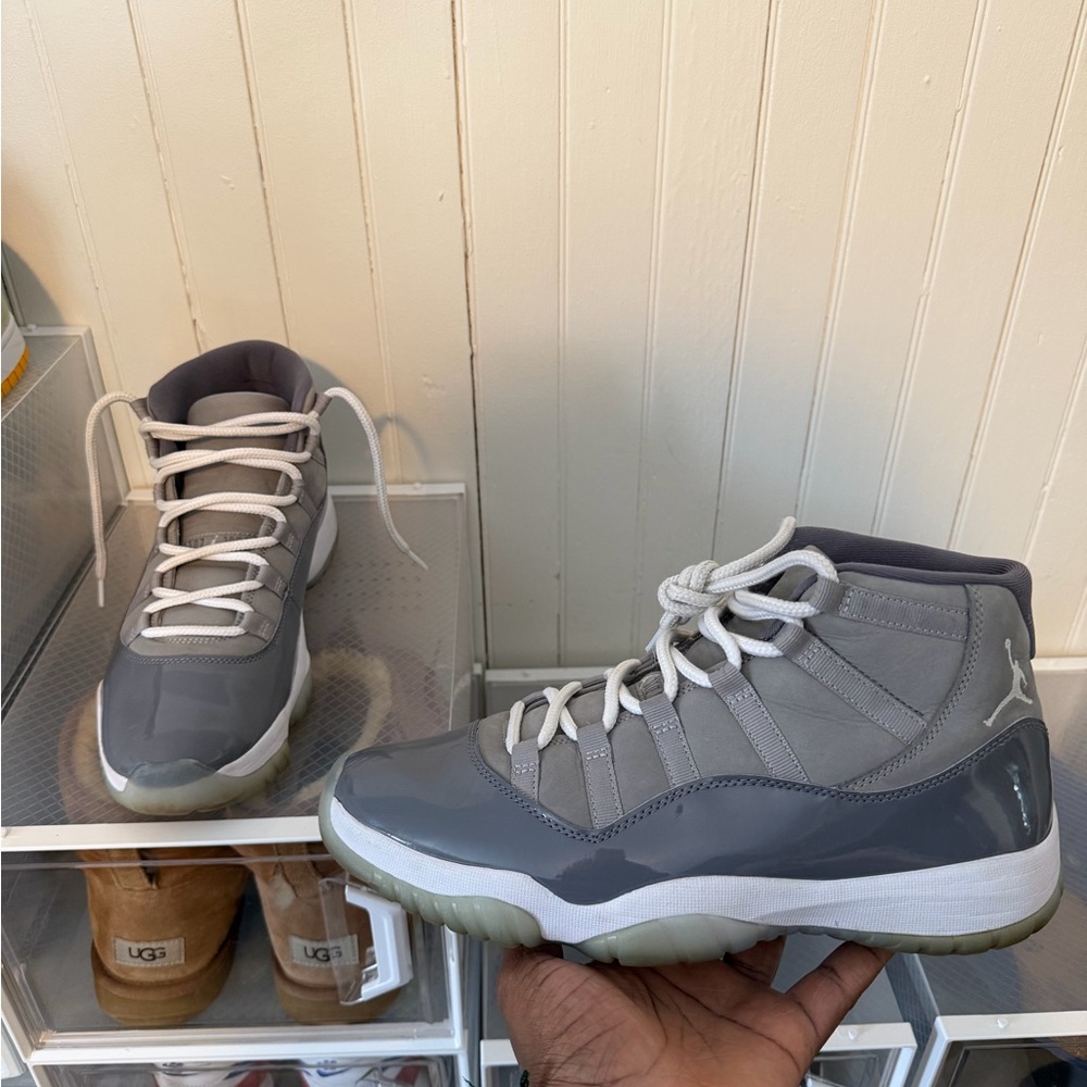 Jordan Gray and White Sneakers